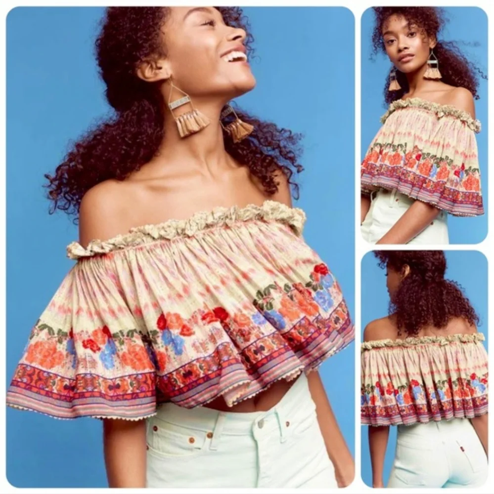 Bhanuni by Jyoti Anthropologie Villa Midi Top XS - Picture 1 of 4